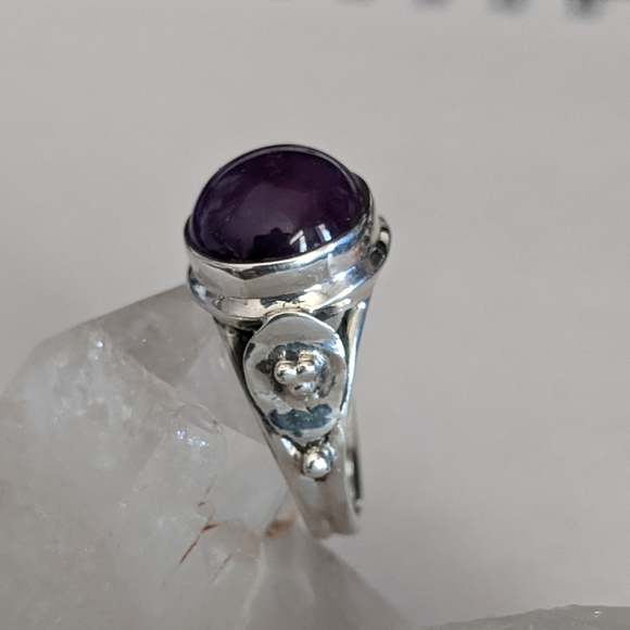 Natural Purple Amethyst, 925 Silver Ring, size 8 - Picture 6 of 11